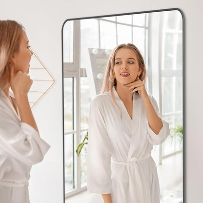 DESBING 36" x 48"Bathroom Mirror, Matte Black Wall Mirror with Metal Frame, Decorative Rectangular Vanity Mirror for Bedroom Bathroom Living Room Entryway (Horizontal/Vertical)