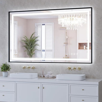 30"x50" LED Bathroom Mirror with Lights, Front & Backlit, Anti-Fog, Dimmable, 3 Color Temperature, CRI 90+, LED Mirror for Bathroom with Premium Full Aluminum Frame, Touch Control with Memory