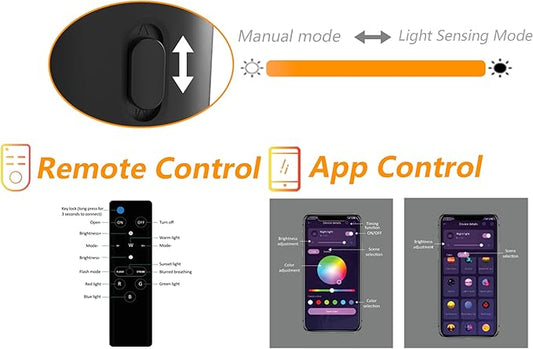 LED wall mounted night light, remote control and APP control, multiple light color options, suitable for corridor, bedroom, staircase, bathroom lighting and decorative atmosphere lighting, 2-piece set