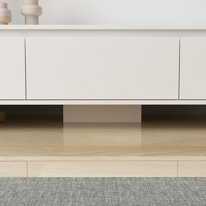 Extendable TV Console Table Modern TV Cabinet with Drawers, Contemporary Entertainment Center Media Storage Console Table for Living Room White (65.4-106.3”W x 15.7”D x 15.4”H)