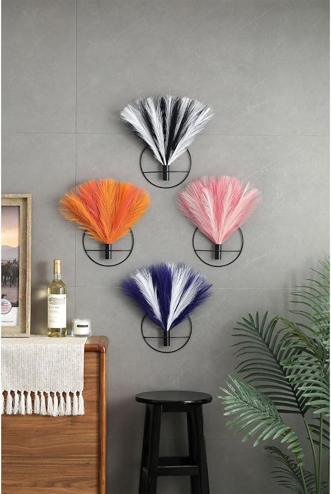 Pretty Jolly Boho Wall-Mounted Metal Wall Art in 2 Pack - Black & White Pampas Display for Living Room, Bedroom, Dining Room & Bathroom