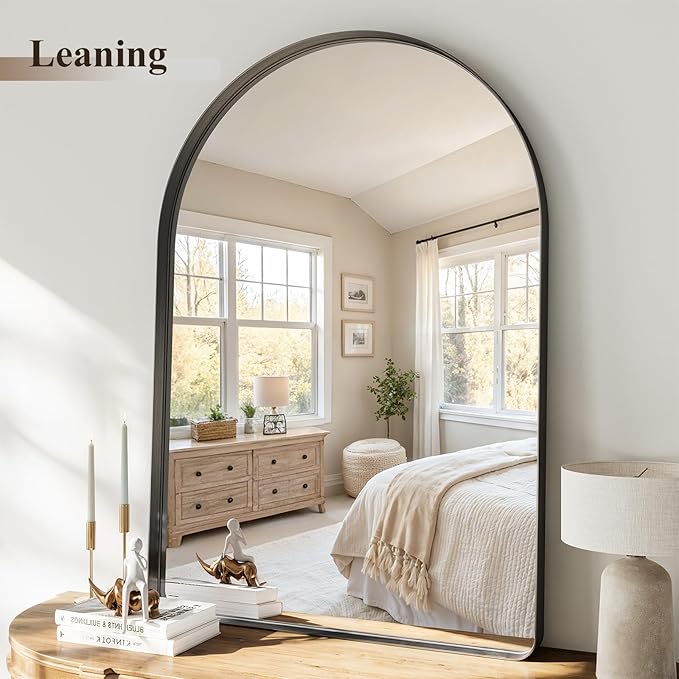 Arched Bathroom Mirror, 30"x40" Black Mirror for Wall Mounted Vanity Mirror for Over Sink with Tempered Glass, Aluminum Alloy Deep Frame, Farmhouse for Bedroom, Entryway, Living Room