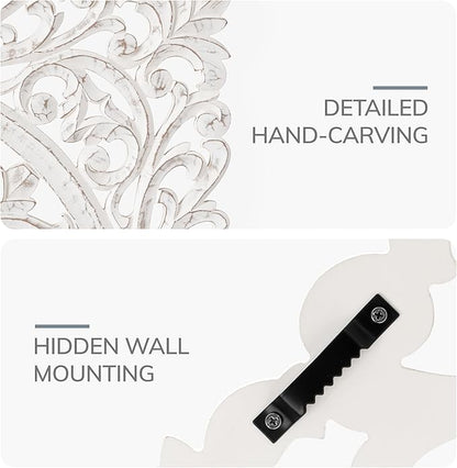 JFY Designs Wall Medallion - Wooden Wall Decor, Hand Carved & Embossed Decorative Wall Sculpture, Boho Farmhouse Wall Art, Perfect for Home, Office or any Living Space