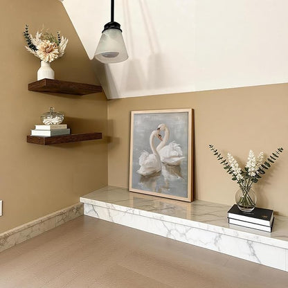 Vintage Framed Swan Canvas Wall Art Country Farmhouse Retro Romantic Elegant Animal Painting Picture Bathroom Wall Decor Watercolor Classical Artwork for living Room Bedroom 12x16 Inch