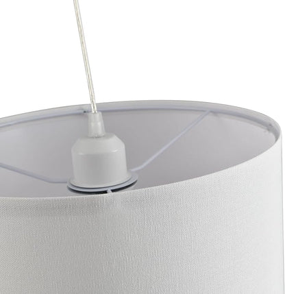 2 Pack Plug in Pendant Light, Hanging Light with 15Ft Clear Cord, On/Off Switch, White Fabric Lamp Shade, Hanging Light Fixture for Bedroom, Kitchen,