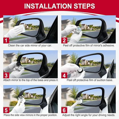 LivTee Blind Spot Mirror, 2" Round HD Glass Frameless Convex Rear View Mirrors Exterior Accessories with Wide Angle Adjustable Stick for Car SUV and Trucks, Pack of 4