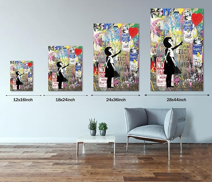 Yatsen Bridge Banksy Pop Street Graffiti Wall Art, Girl and Balloon Posters And Prints, Abstract Color Graffiti Art Canvas Paintings On the Wall Art Picture Home Decor - 12x16 inch