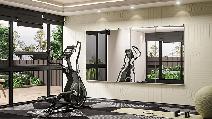 Keonjinn Home Gym Mirror, 48" x 24" x 2Pcs, Large Exercise Mirror, Frameless Full Body Mirrors, Tempered Glass, Wall Mounted for Gym, Yoga, Bedroom, Dance Studio