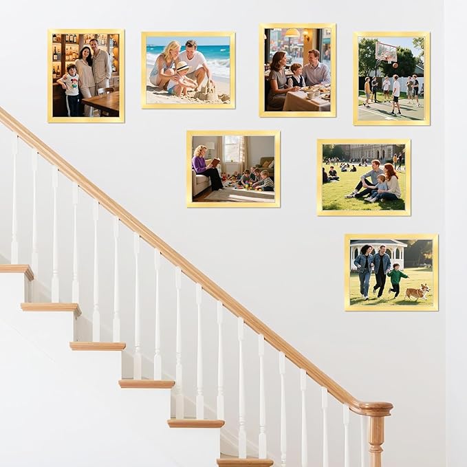 4x6 Picture Frames Set of 2, Gold Photo Frames for Gallery Wall Mounting or Table Display, Collage Frames with Clear Plexiglass for Home Office Decor
