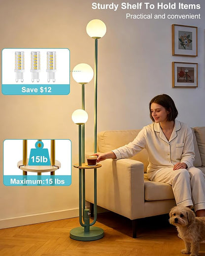 Lightdot 63IN Floor Lamp with 3 Green U-Pole, Modern Floor Lamp with 3000K Warm White LED Bulbs Included, Candle Holder Style Modern Tall Lamp for Living Room/Wedding/Party/Sofa Beside/Corner Decor