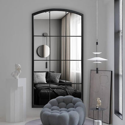 WAMIRRO Tall Window Pane Mirror,Farmhouse Arched Wall Mirror,Full-Length Mirrors for Fireplace/Entryway/Hallway/Living Room24 X48
