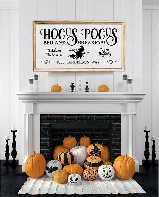 Pennclys Halloween Wall Art Prints Hocus Pocus Art Poster Halloween Canvas Pictures Wall Decor Vintage Farmhouse Artwork Painting for Bathroom Room Decoration 16x32 Inch (No Frame)