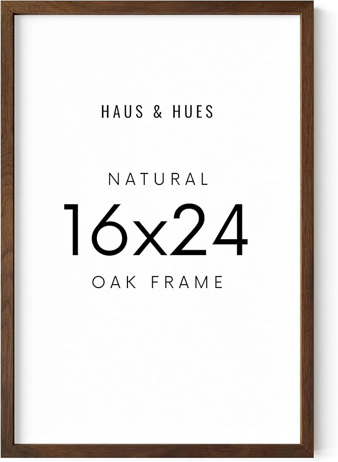 HAUS AND HUES 16x24 Walnut Oak Frame - Wooden Poster Holder, Rustic Display (Standalone, Set of 1)