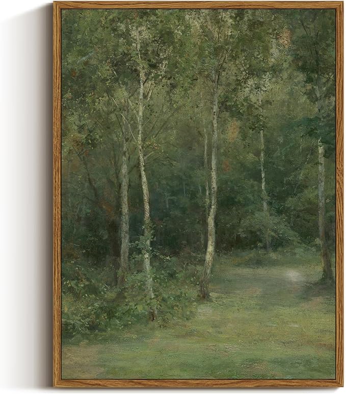 VIYYIEA Framed Canvas Wall Art Home Decor Aesthetic for Living Room, Vintage Wall Art, Framed Prints Painting Tree Artwork Bedroom Pictures Kitchen, Gifts for Friends- Woodland Tree, 16L x 12W