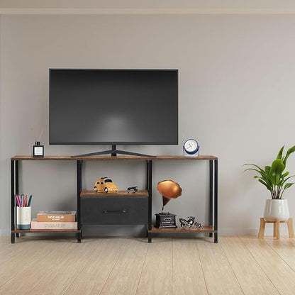 LIANTRAL Black Bedroom TV Stand with Storage Cabinet up to 50 inch TV, Small TV Console Table with Power Outlets 45 inch Media Entertainment Center for Living Room Bedroom (Rustic Brown)