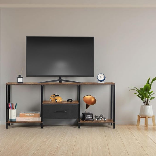 LIANTRAL Black Bedroom TV Stand with Storage Cabinet up to 50 inch TV, Small TV Console Table with Power Outlets 45 inch Media Entertainment Center for Living Room Bedroom (Rustic Brown)