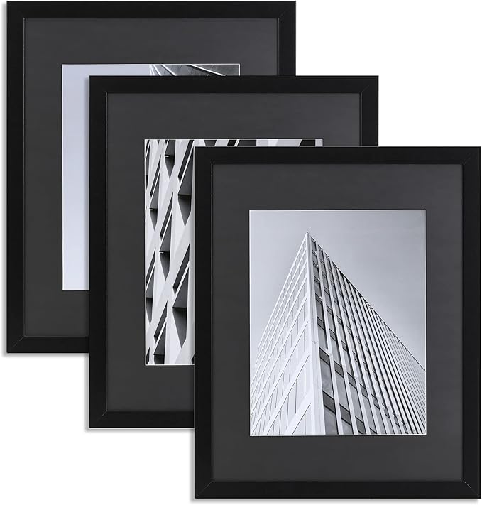 ELSKER&HOME 16x20 Picture Frame with mat for 11x14, Display 11x14 Photo with mat or 16x20 Poster frame without Mat Set of 3, Horizontal and Vertical Wall Mounting
