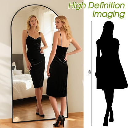 76"x34" Floor Mirror Full Length, Arched Full Length Mirror with Stand, Large Full Body Mirrors for Bedroom Living Room or Cloakroom Black