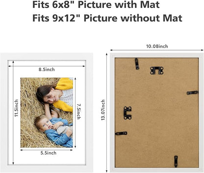 Golden State Art, 8x10 Picture Frame Set of 6 - Matted to 5x7 Photo - Engineered Wood Gallery Frame Set - Wall Mounting or Tabletop Display (White,6 Pack)