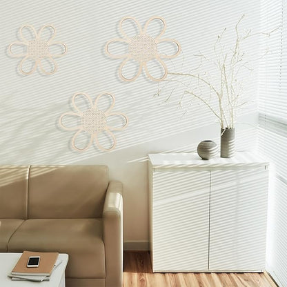 HJZHII 3 Pcs Boho Daisy Wall Decor, Daisy Flower Wall Hanging Pendant Boho Wooden Flower Decors Nursery Art Sign Decor for Home Bedroom Farmhouse Bathroom Office Housewarming Gifts