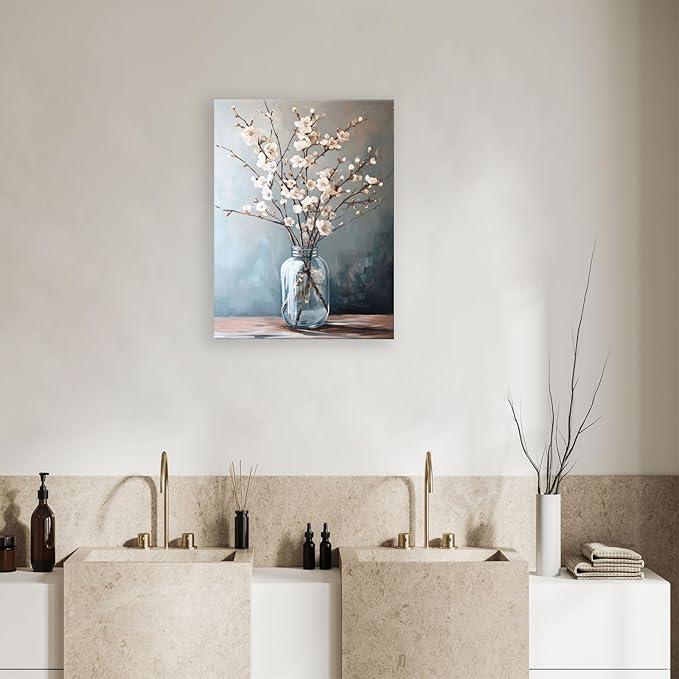 daktenn Floral Canvas Wall Art Bathroom Wall Art Pictures Wall Decor Home Decor Wall Decor for Bedroom Livingroom 24x32 Inches