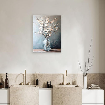 daktenn Floral Canvas Wall Art Bathroom Wall Art Pictures Wall Decor Home Decor Wall Decor for Bedroom Livingroom 24x32 Inches