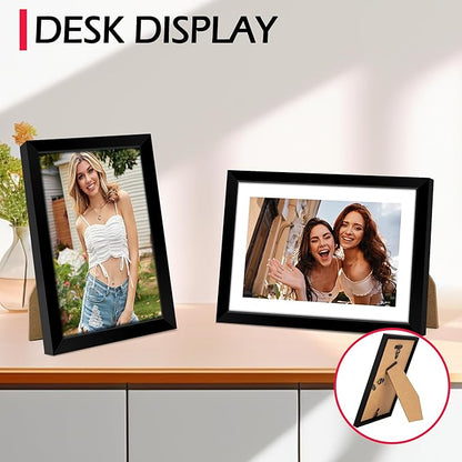 5x7 Picture Frame 2 Pack, Black Picture Frames for Wall or Tabletop Display, Fits Pictures 4x6 with Mat or 5x7 Without Mat, Poster Photo Frame with Plexiglass for Gallery Home Wall Decor