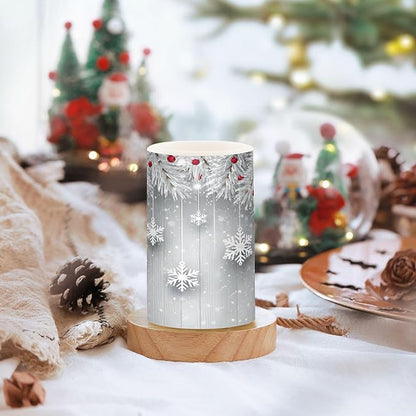 ALAZA Silver Christmas Tree Snowflake Flickering Flameless Candles Battery Operated with Remote Timer,Tea Light Candles LED Pillar Votive Candles Set of 2 for Outdoor Indoor Decorations