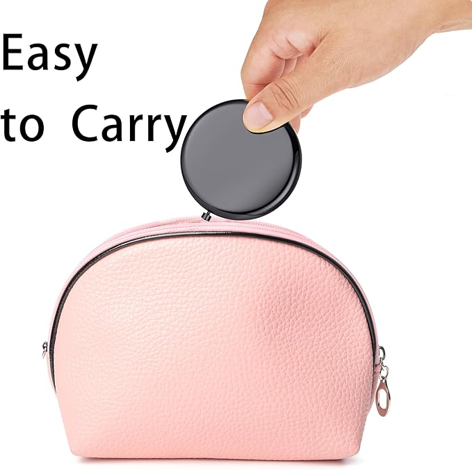 Compact Mirror for Purse, Metal Round Shell, Double-Sided 1X/2X Magnifying, Portable Travel Small Makeup Mirror, Mini Pocket Mirror, Black, 18 Packs