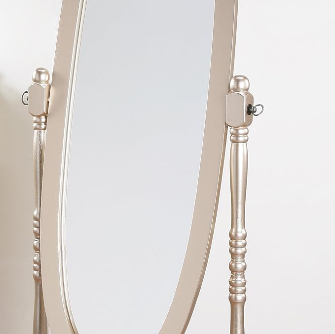 Roundhill Furniture Queen Anna Style Floor Cheval Mirror, Gold