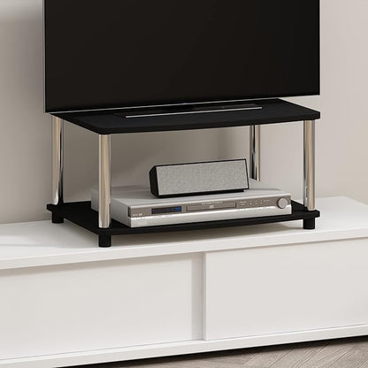 Furinno Turn-N-Tube No Tools 2-Tier Elevated TV Stand, Stainless Steel Tubes, Americano/Chrome, 13191AMSS