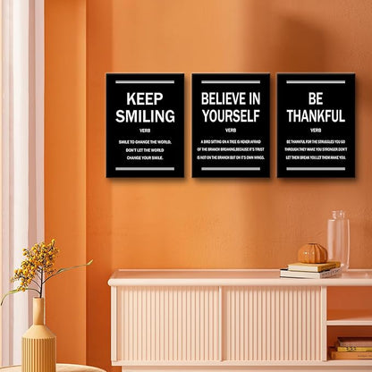Motivational Wall Decor Black Believe Yourself Inspirational Entrepreneur Quotes Positive Affirmation Sign Posters Artwork for Living Room Workplace Wall Picture Stretched and Framed [36''W X 16''H]