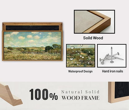 Vintage Forest Framed Wall Art Country Meadow Field Wall Decor Abstract Colorful Floral Landscape Picture Canvas Prints for Bathroom Kitchen Decoration Nature Painting Poster Classical Artwork 30x57.8"
