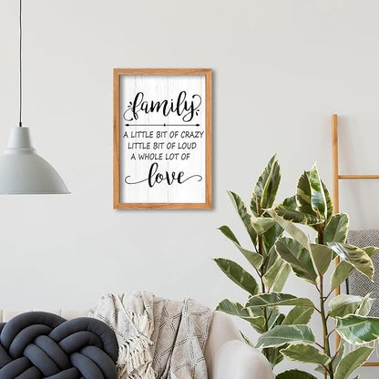 AuraPeak Family Wall Decor For Family A Little Bit Of Crazy Sign Hallway Entryway Horizontal Home Modern Positive Farmhouse Living Room Wall Hanging Art (Wood 16"×10")