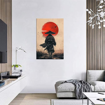 Japanese Wall Art Samurai Painting Canvas Prints Japaneses Martial Pictures Culture Art Posters Artwork Home Decor Framed for Living Room Bedroom Office (24''W x 36''H)