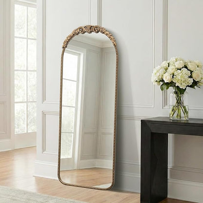 Besdomus Vintage Full Length Mirror: 56"x 21" Large Gold Floor Mirror - Traditional Ornate Baroque for Bedroom/Cloakroom/Entryway/Hallway - Home Decor for Living Room