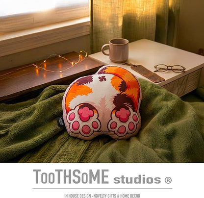 Toothsome Studios Calico Cat Shape Butt Pillow, Polyester Cotton Stuffed Throw, Novelty Animal Design, Multi-Color, 12 Inches (Calico)