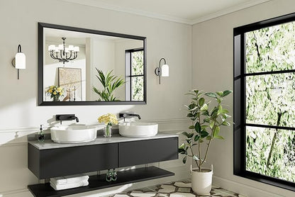 Briivue 55x36 Inch Black Bathroom Mirror for Wall, Thick Metal Framed Rectangle Mirrors for Over Sink, Bedroom, Living Room, Entryway, Anti-Rust, HD Tempered Glass