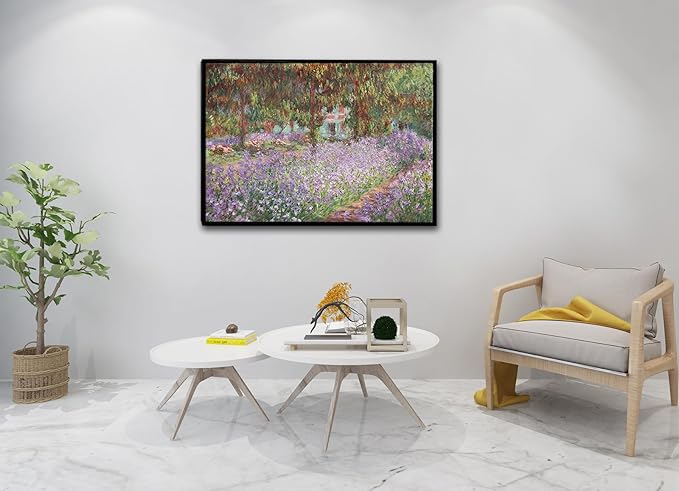 Irises in Monet's Garden, 1900 by Claude Monet - Large Canvas Art Wall Decor Painting Print Framed -24" x 36"
