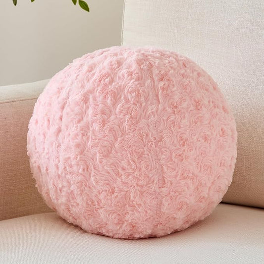 Ball Pillow, Decorative Round Pillow for Couch n, Circle Throw Pillows, Perfect Ball Pillows for Couch, Stylish Decorative Pillows, Versatile Round Throw Pillow (Pink, Medium-11.8 Inches)