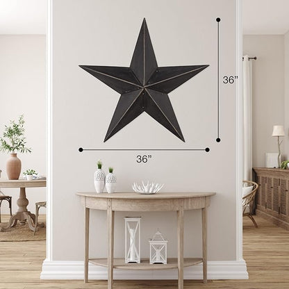 The Hearthside Collection CWI Gifts Metal Barn Star - 36 inch Galvanized Hanging Star - Farmhouse Wall Decor - Black