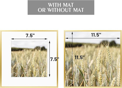 Golden State Art, Gallery Wall Frame Set of 6 - Gold 12x12 Aluminum Photo Frames with Mat for 8x8 Pictures - 12 x 12 inch Metal Frame with Real Glass Cover - Elegant Home or Office Decor