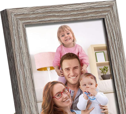 Giftgarden 5x7 Picture Frame Distressed Grey, 5 by 7 Rustic Wood-grain Gray Photo Frames Bulk for Wall or Tabletop, 12 Pack