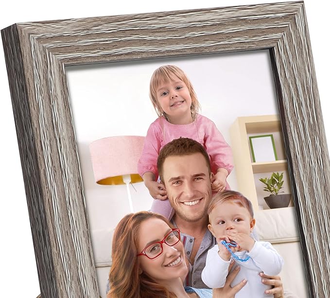 Giftgarden 4x6 Picture Frame Distressed Grey, 4 by 6 Rustic Wood-grain Gray Photo Frames Bulk for Wall or Tabletop, 12 Pack