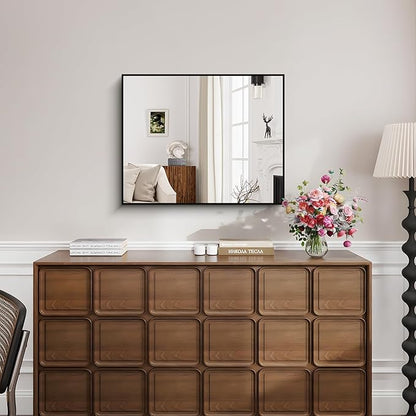 KOCUUY Black Mirror, 24x30 Inch Rectangle Bathroom Mirror for Over Sink, HD Tempered Glass, Anti-Rust Frame, Modern Design for Bathroom, Bedroom, Living Room, Entryway, Hang Horizontal/Vertical