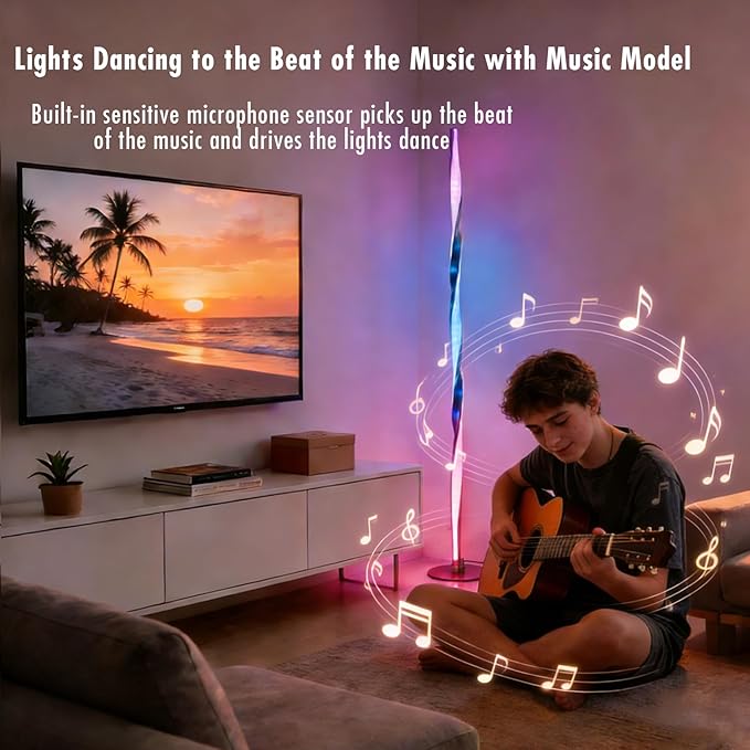 Smart RGBWIC Floor Lamp LED Corner Light Works with Alexa, Dynamic Modern Gold Ambient Light with Multi-controls-16 Million DIY Colors Color Changing and Dimmable Standing Lamp for Bedroom Living Room