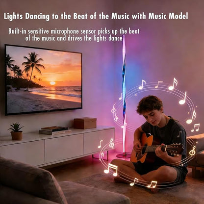 Smart RGBWIC Floor Lamp LED Corner Light Works with Alexa, Dynamic Modern Gold Ambient Light with Multi-controls-16 Million DIY Colors Color Changing and Dimmable Standing Lamp for Bedroom Living Room
