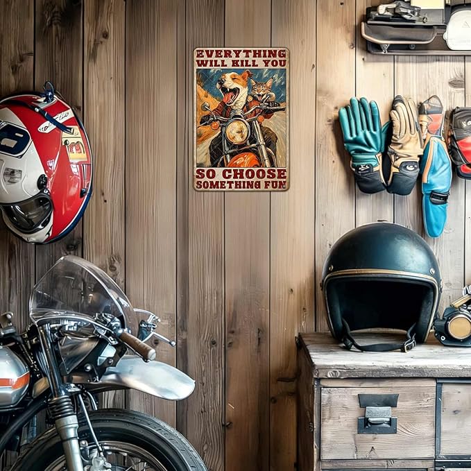 Motorcycle Metal Sign And I Think To Myself What A Wonderful World Tin Poster Motorcycles Garage Art Classic Home Decor 12x8 Inch