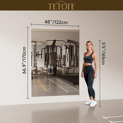 TETOTE Gym Mirrors for Home Gym Wall Large 67" x 24" - 2PCS Workout Exercise Fitness Mirror, Tempered Glass Frameless Full Length Mirror for Garage, Dance Studio, Yoga, Bedroom, Living Room