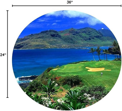 chenchenArt Lagoons Golf Course Wall Art for Living Room Bedroom Bathroom Home Decoration Hawaii Ocean Golf Course Picture Poster Canvas Prints Modern Artwork Framed Ready to Hang(24''H x 36''W)